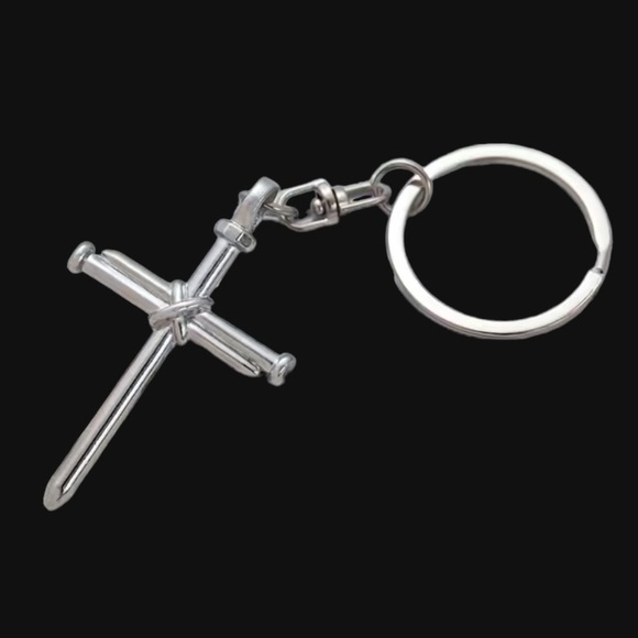3 Nail Cross Keychain Religious Christian Key Ring Accessory Silver Unisex Gift - Picture 16 of 16